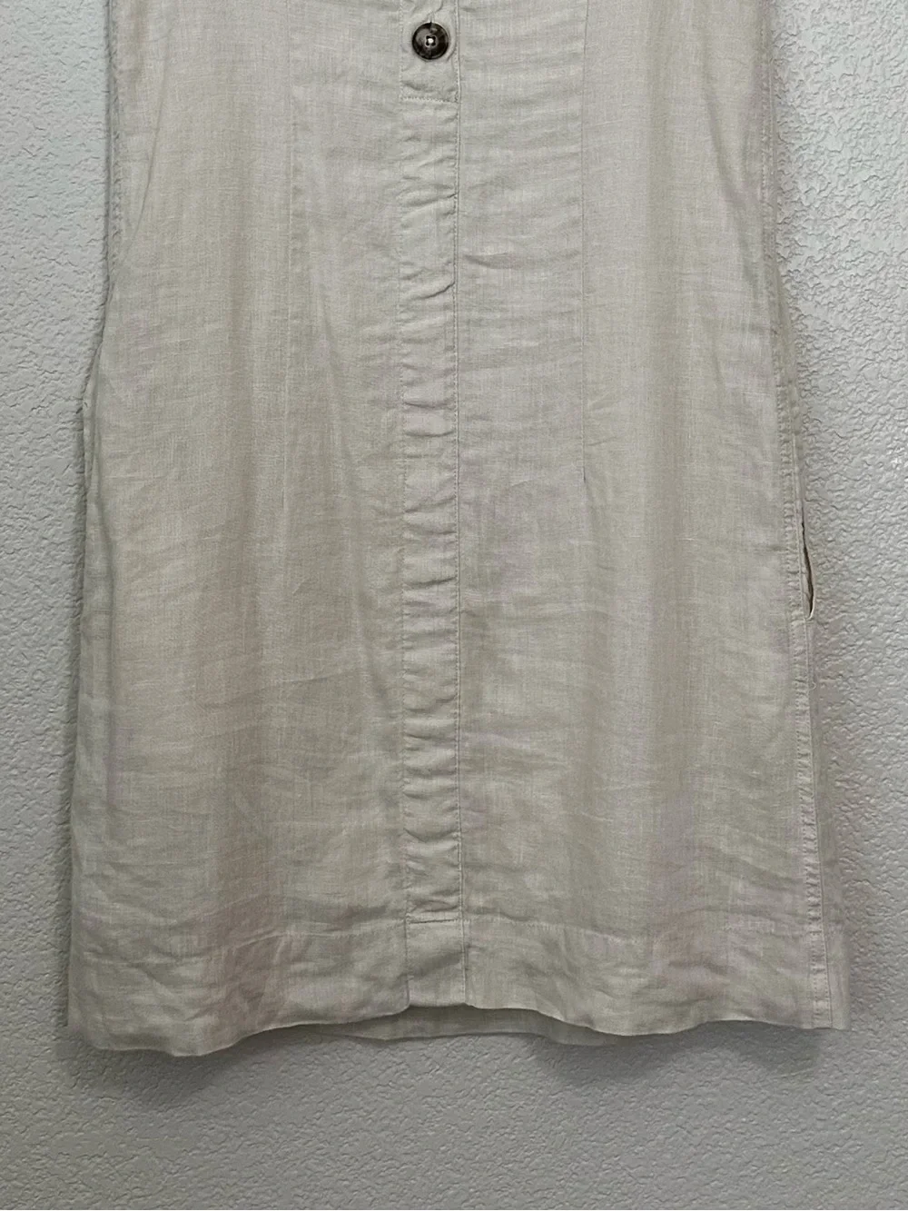 J. Crew 100% Linen Beige Button-Back Shift Dress, Size XXSP